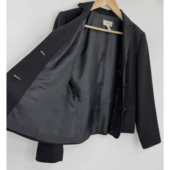 Talbots Black Wool Blazer Three Button  Jacket Sz 6 Career Professional USA - Picture 7 of 10